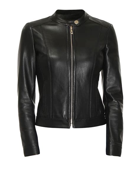 biker nero cavallino versace collection|Versace Collection Leather jackets for Women.